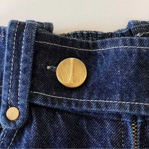 Tanya Taylor Jemma Pant High Waist Wide Leg Flare Denim Cropped Jean Indigo 2 - Picture 12 of 16